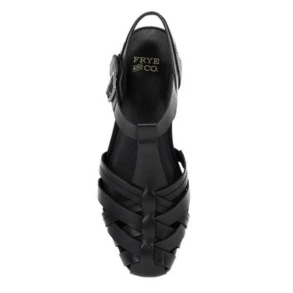 Frye and Co. Women’s Black Leather Strappy Gladiator Flat Sandals Size 7.5 - Picture 2 of 11